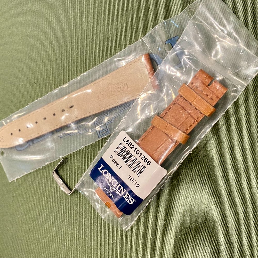 Genuine Longines Leather Watch Strap, Light Brown, 20mm
